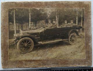 Rare Ww1 Russian Imperial Army Officer Soldier Military Car Audi Antique Photo