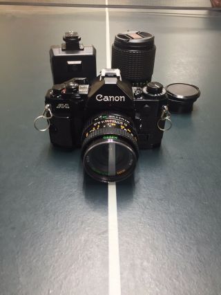 Vintage Canon A1 A - 1 35mm Slr Film Camera Near,  Flash,  2 Lenses