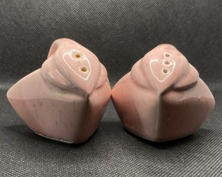 Vintage Pink Speckled Mcm Deco Salt And Pepper Shakers Made Usa Mid Century