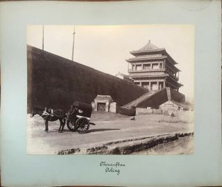 2 Large Antique Photos Peking Beijing Gate Wall & Celestial Instrument China