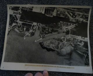 Official Ww2 British Air Ministry Photo Proof Of Success Of St Nazaire Raid 1942