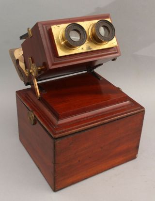 Early Antique 1860s,  London Smith Beck & Beck Walnut Achromatic Stereoscope,  Nr