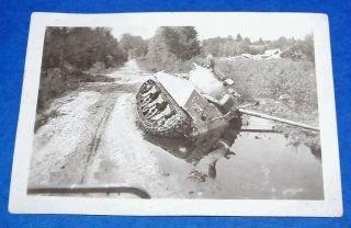 Ww2 Photo: Abandoned Sherman Tank Stuck In Deep Mud By Road