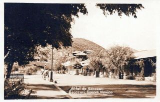 Hotel Del Nacozari Sonora Mexico St View Horse Real Photo Vintage Postcard