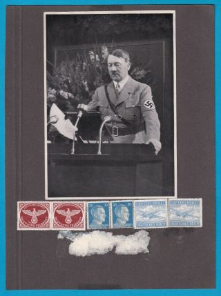 Real Photo World War 2 German Leader,  Stamps On Card