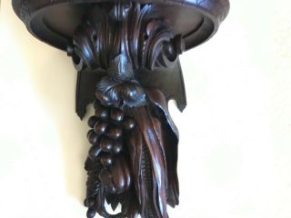 Lovely Antique 19th Century French Walnut Wooden Carved Wall Shelf Fruits Corn