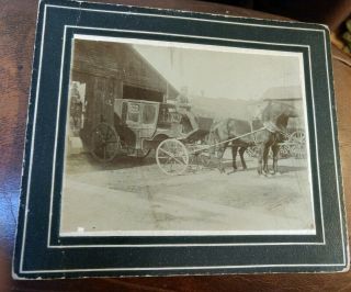 Cabinet Photo Of Old West Stage Coach / Livery Logo On Side