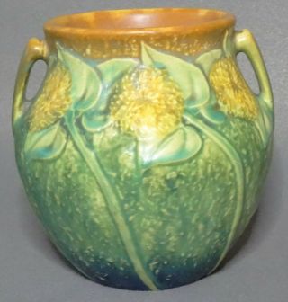 Antique Vintage Roseville Pottery Sunflower Vase 5 " Handles