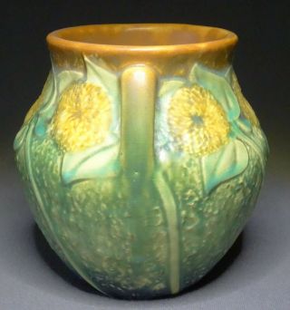 antique vintage Roseville Pottery Sunflower Vase 5 