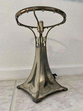Rare Pairpoint 3052 Art Nouveau Silver Over Brass Lamp Base For Puffy Shade