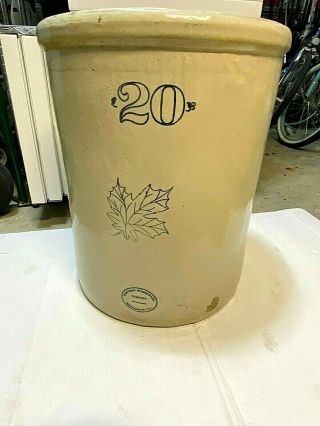 LARGE ANTIQUE WESTERN STONEWARE Co.  20 GALLON CROCK MONMOUTH ILL. 2