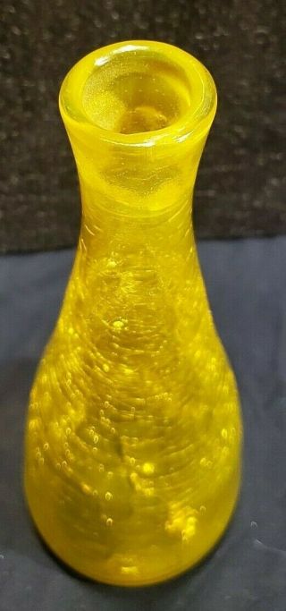 Vintage Blenko Decanter Yellow Crackle Glass With Stopper 920 4