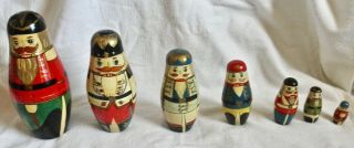 Rare Vintage Soldier Nesting Dolls Hand - Carved And Painted And Signed