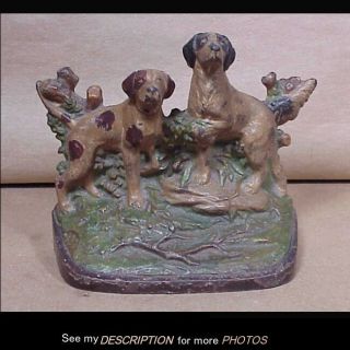 Scarce Hubley Cast Iron Doorstop Hunting Dogs English Pointers In Landscape 281
