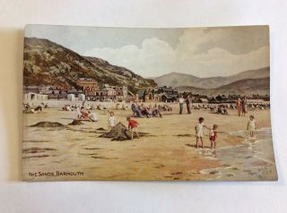 Vintage Postcard - The Sands Barmouth Wales Beach Scene Ar Quinton Salmon Series