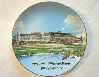 Vintage Turf Paradise Horse Race Track Phoenix Az Souvenir Plate 7 1/2 "
