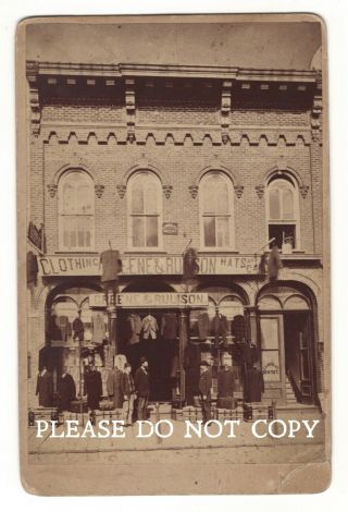 Greene & Rulison Storefront In Lapeer,  Michigan - Late 1800s Cabinet Card Photo