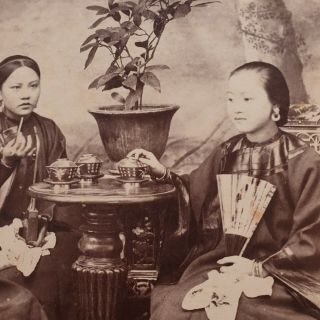 ANTIQUE PHOTO CHINESE CHINA CANTON HONGKONG MACAU ALBUMEN BUILDING LADY1887 3