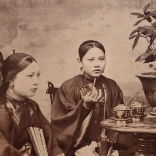 ANTIQUE PHOTO CHINESE CHINA CANTON HONGKONG MACAU ALBUMEN BUILDING LADY1887 4