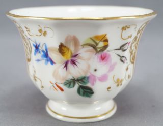 Set Of 8 Old Paris Porcelain Hp Floral Pink Panels & Gold Scrollwork Tea Cups