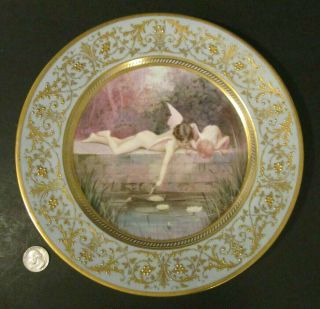 Antique Lenox Cac Hand Painted Porcelain Gold Cherub Cabinet Plate Signed Nosek