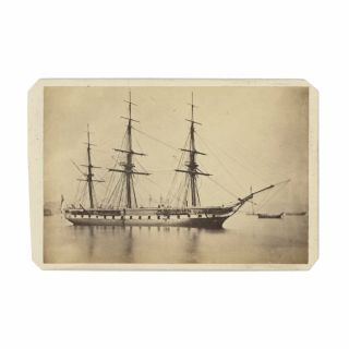 1863 - Dated Civil War Cdv Of Unidentified Navy Frigate / Warship