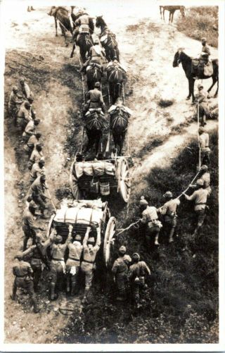 Japanese Soldiers Trying To Get Up Hill In China Ww2 Era Ija Vtg Photo