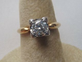 Stunning Vintage 0.  4ct Natural Diamond Ring In Solid 14k Yellow Gold Sz 5.  5