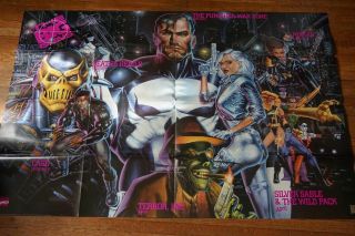 1992 Huge Retailer 34 X 50 Promo Poster Marvel Big Guns Punisher Luke Cage Nomad