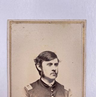 RARE Civil War Union Uniformed Captain Officer 58th Mass Vol SIGNED CDV Photo 2