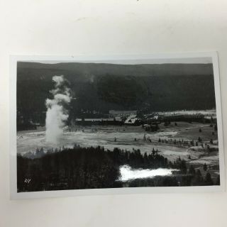 Old Faithful Inn And Geyser Yellowstone National Park Wyoming Real Photo