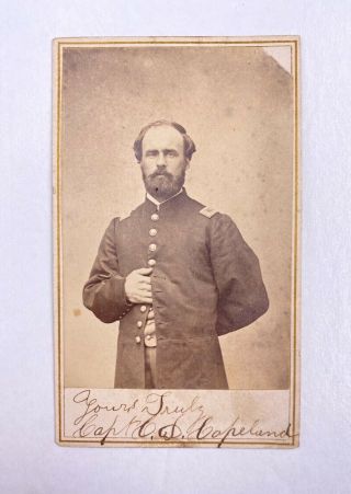 Civil War Union Pow Captain 58th Mass Vol Charles D Copeland Signed Cdv Photo
