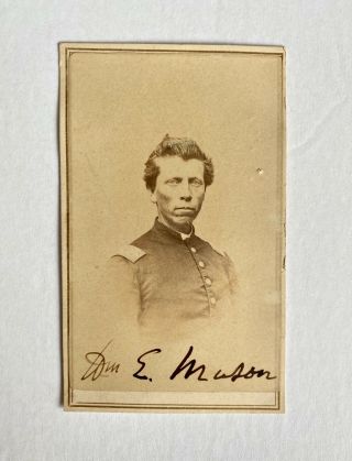 Civil War Union Idd Captain William E Mason 58th Mass Vol Signed Photograph Cdv