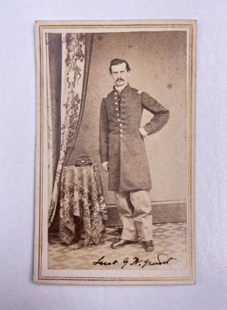 Rare Civil War Union Pow Lt George Grant 88th Pennsylvania Vol Signed Cdv Photo