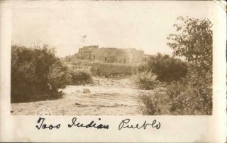 1917 Rppc Taos Indian Pueblo,  Nm Mexico Real Photo Post Card 1c Stamp Vintage