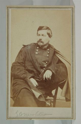 1860s Civil War General George Mcclellan Cdv Photo Rare Portrait Photograph