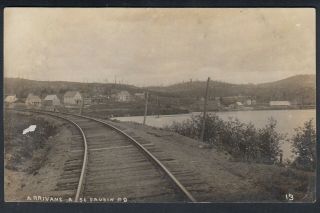 Vintage Canada,  Quebec,  St.  Faustin Train Tracks Street View Real Photo Postcard