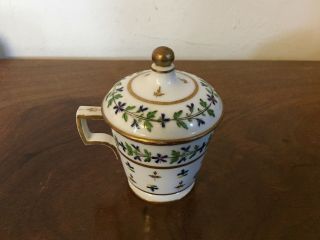 Antique 18th c.  French Paris Porcelain Sprig Cornflower Pot de Creme Cup 1 Nast 3