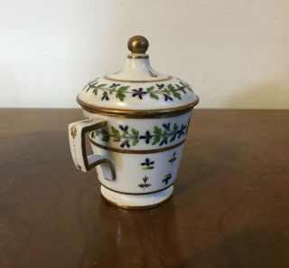 Antique 18th c.  French Paris Porcelain Sprig Cornflower Pot de Creme Cup 1 Nast 4