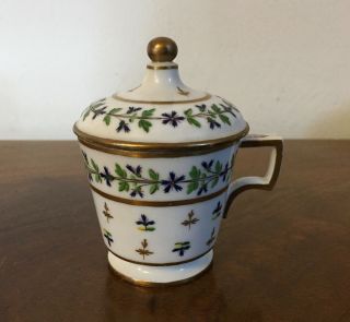 Antique 18th c.  French Paris Porcelain Sprig Cornflower Pot de Creme Cup 1 Nast 5