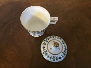 Antique 18th c.  French Paris Porcelain Sprig Cornflower Pot de Creme Cup 1 Nast 6