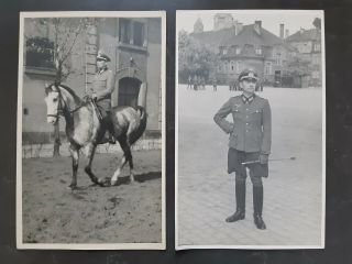 2 Great Ww2 German Army Photos (officer Uniform Horse Riding Crop. )