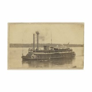 Incredible Civil War Cdv Of Navy Tinclad Uss Silver Cloud (gunboat No.  28)