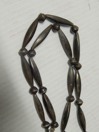Vintage Navajo Sterling Silver " Pearls,  Tube Beads " Necklace - All Hand Made