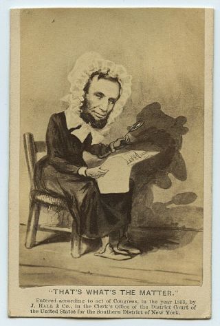 Cdv Photo 1863 Civil War Abraham Lincoln Political Caricature Rare