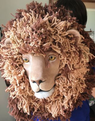 Vintage 1980’s Mgm Las Vegas Latch Hook Rug Wall Hanging Lion Hand Made