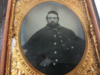 Rare Sixth Plate Ambrotype Of A Confederate Id Soldier 4th Virginia Cavalry