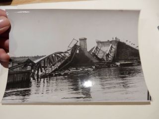 Wrecked Polish Bridge Pułtusk German Ww2 Press Photograph Authentic
