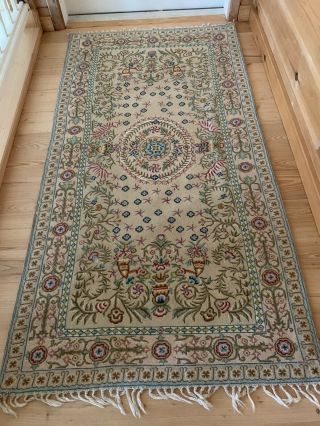 Vintage Needlepoint Rug Believed To Be French