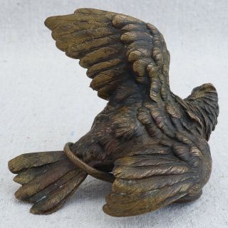 Franz Bergman ? Austrian Vienna Bronze Bird Fighting Snake Paperweight Sculpture 3